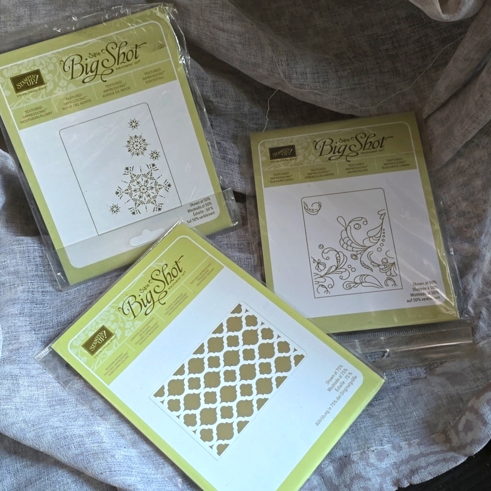 LOT 3 Sizzix Stampin' Up Big Shot textured asnowflake Mosaic Elegant Brand New